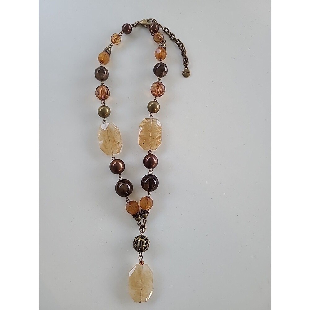 Alfani Glass Necklace Earth Tones Vintage